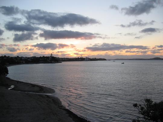 St Heliers beach with Auckland at Sunset